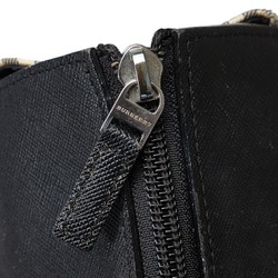 Burberry Nova Check Embossed Handbag Beige Black Canvas Leather Women's BURBERRY