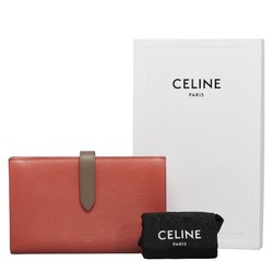 Celine Large Strap Wallet Long Bicolor Pink Gray Leather Women's CELINE