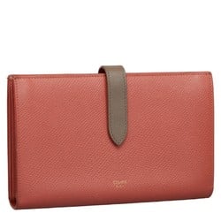 Celine Large Strap Wallet Long Bicolor Pink Gray Leather Women's CELINE