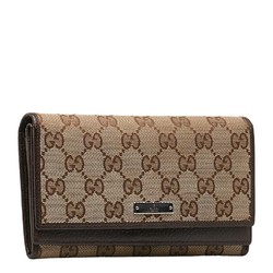 Gucci GG Canvas Long Wallet 131888 Beige Brown Leather Women's GUCCI