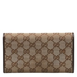Gucci GG Canvas Long Wallet 131888 Beige Brown Leather Women's GUCCI