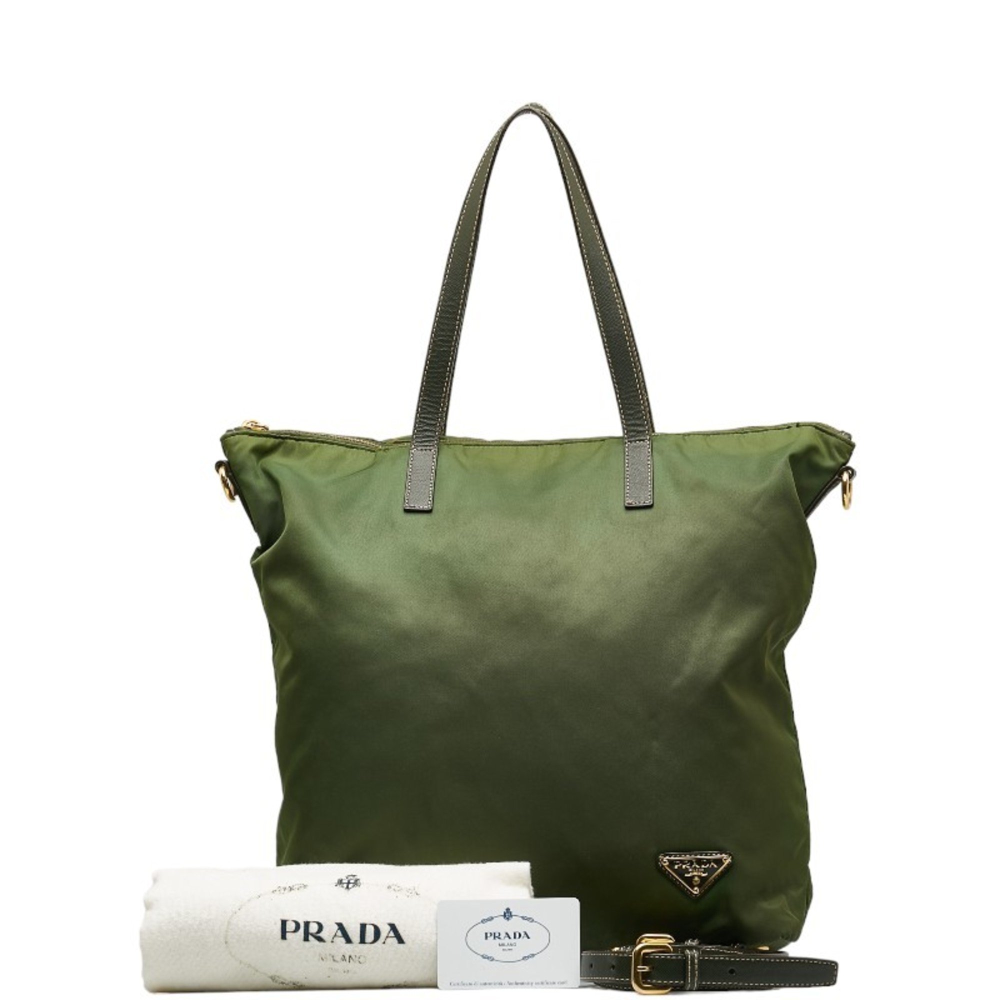 Prada Tote Bag Shoulder BR4696 Khaki Nylon Women's PRADA