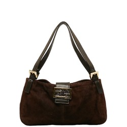 FENDI Mamma Bucket Handbag Brown Suede Leather Women's