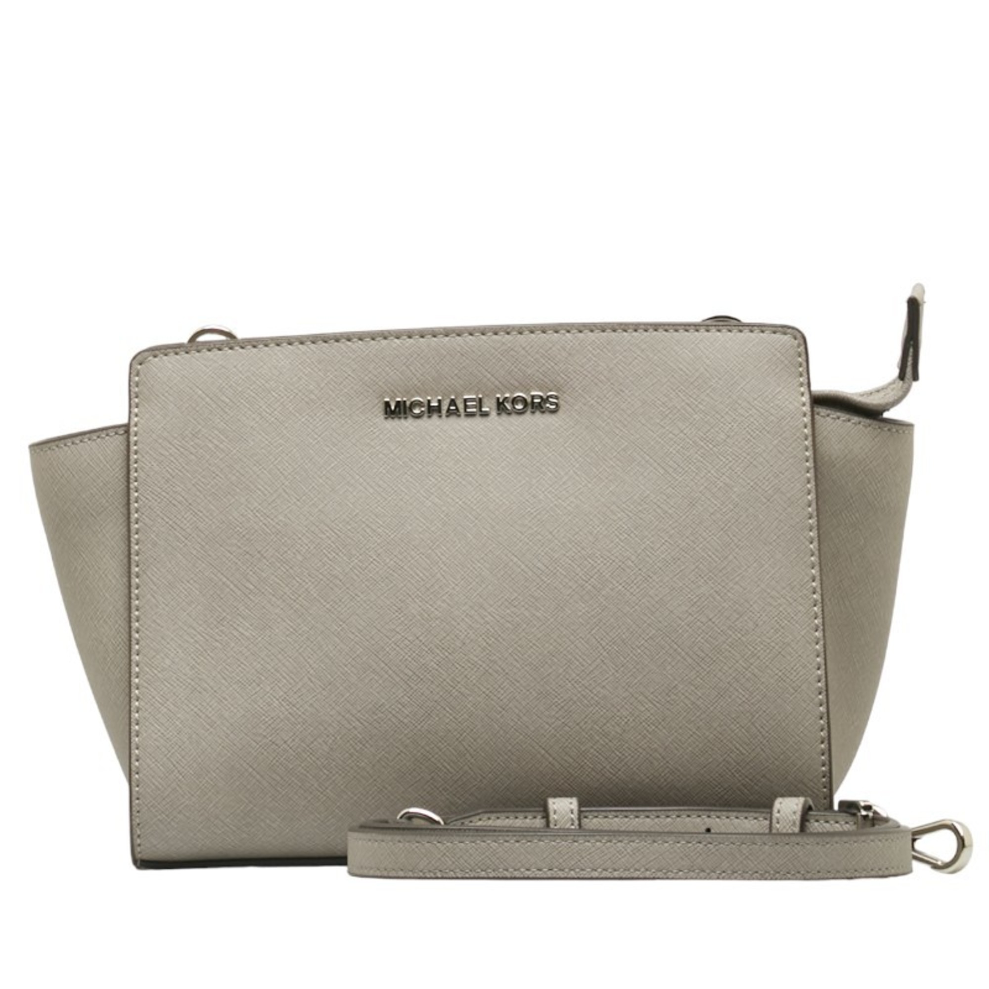 Michael Kors Selma Medium Shoulder Bag 30T3SLMM2L Grey Leather Women's