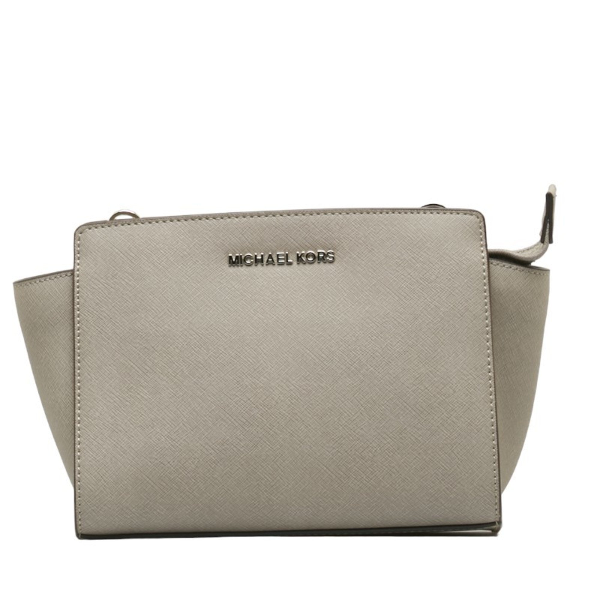 Michael Kors Selma Medium Shoulder Bag 30T3SLMM2L Grey Leather Women's