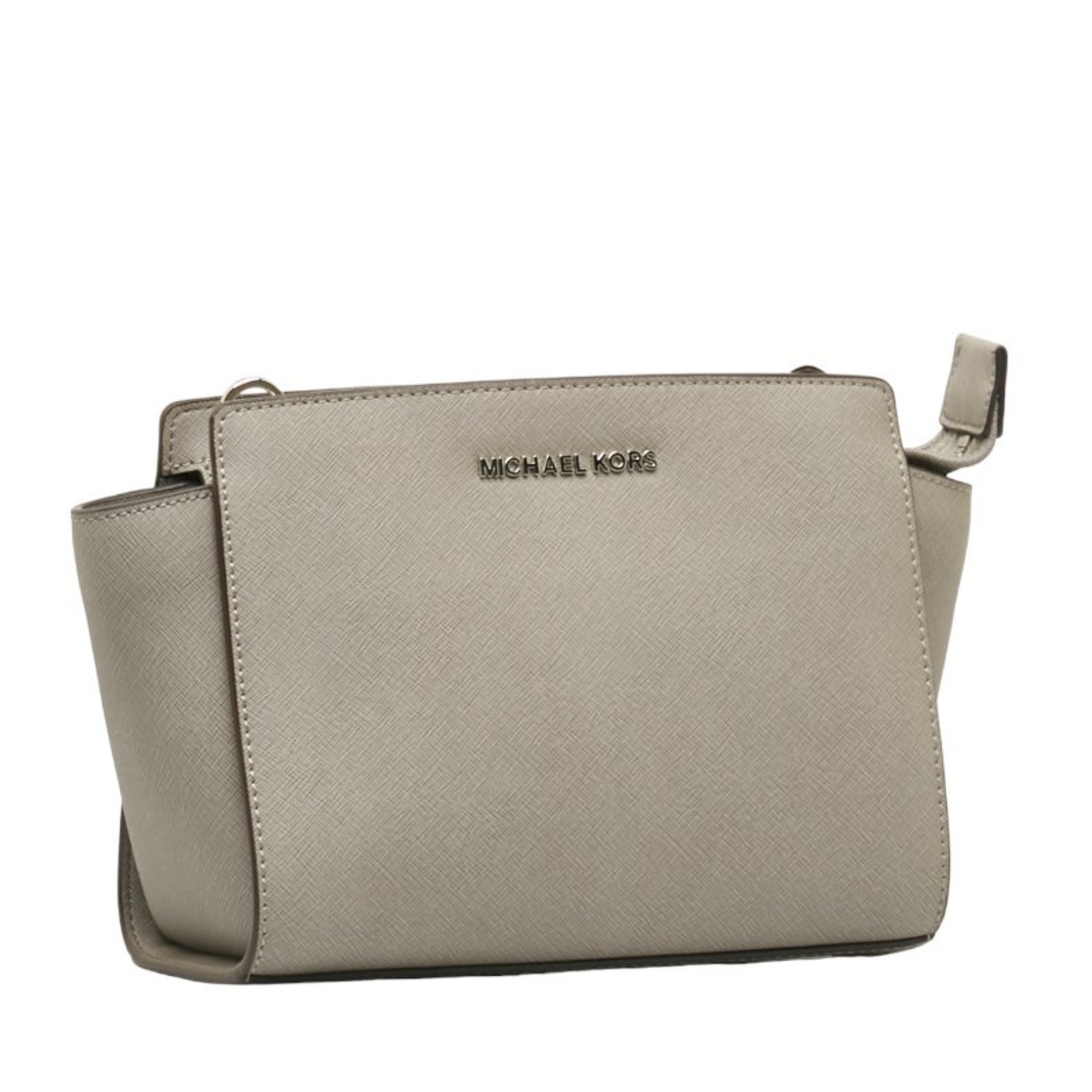 Michael Kors Selma Medium Shoulder Bag 30T3SLMM2L Grey Leather Women's