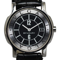 BVLGARI Solotempo Leather (non-original) Watch ST35S Quartz Black Dial Stainless Steel Women's
