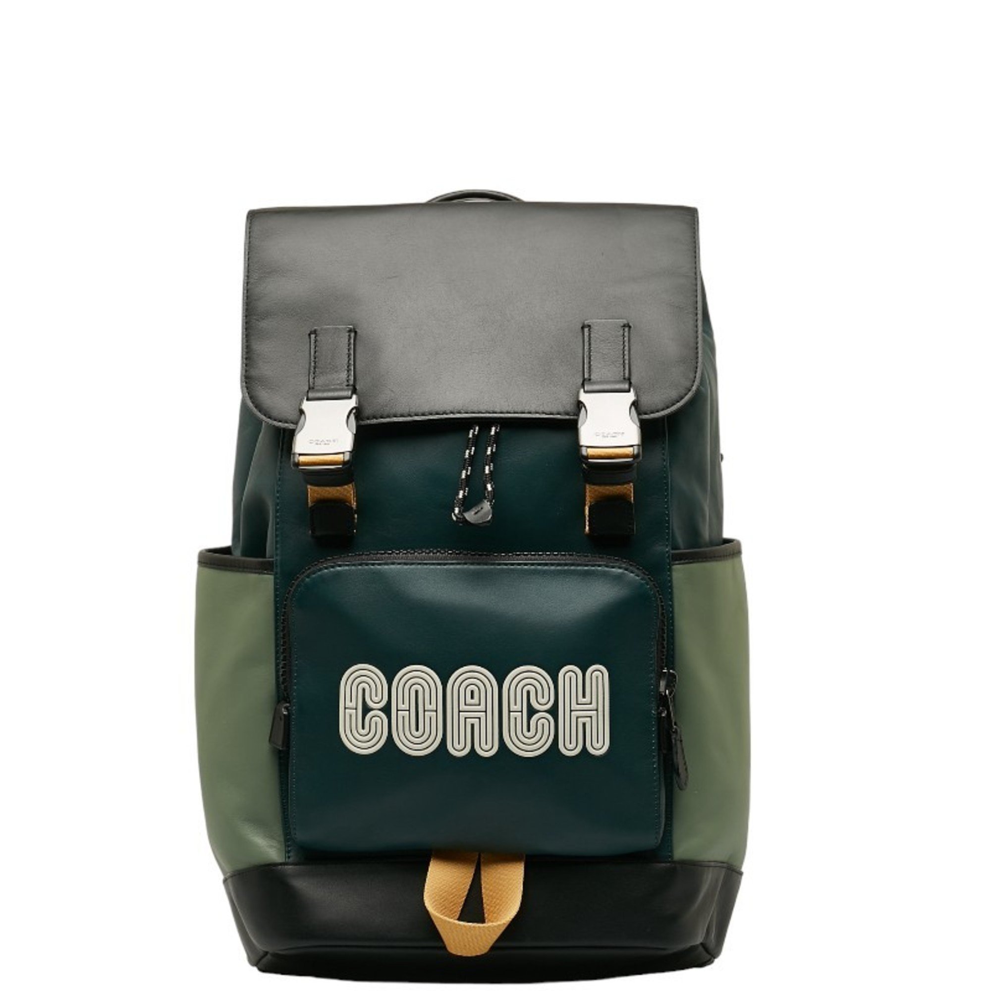 Coach Backpack C6656 Green Black Nylon Leather Women's COACH