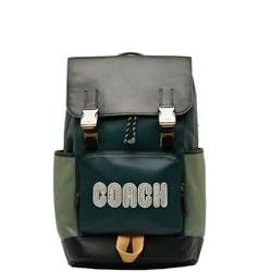 Coach Backpack C6656 Green Black Nylon Leather Women's COACH