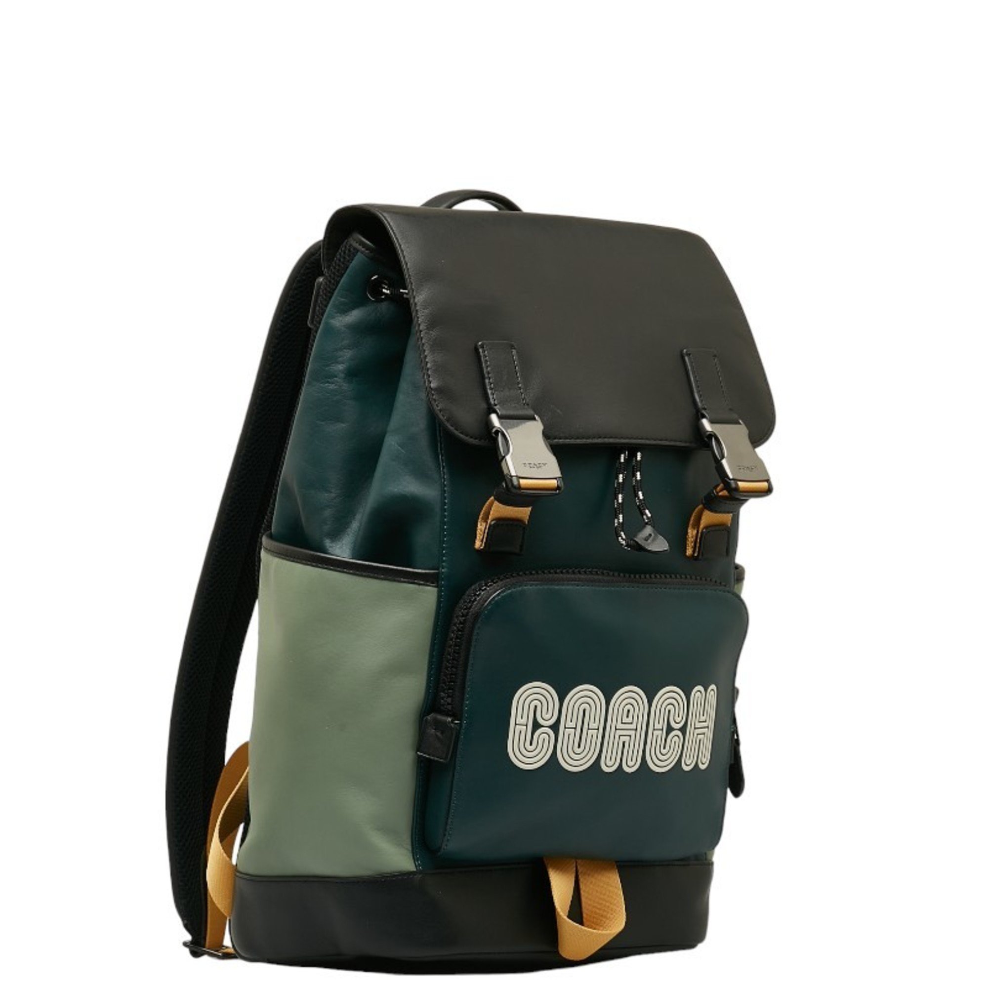 Coach Backpack C6656 Green Black Nylon Leather Women's COACH