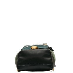 Coach Backpack C6656 Green Black Nylon Leather Women's COACH