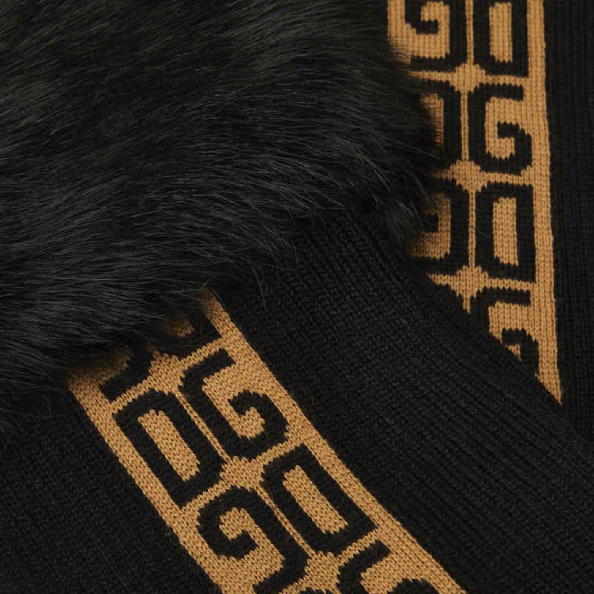 Dolce & Gabbana DG Scarf Shawl Black Fur Cotton Women's DOLCE&GABBANA