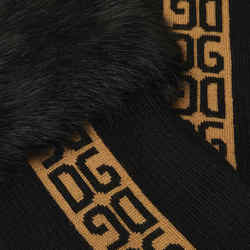 Dolce & Gabbana DG Scarf Shawl Black Fur Cotton Women's DOLCE&GABBANA