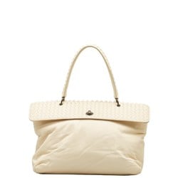 Bottega Veneta Intrecciato Handbag White Leather Women's BOTTEGAVENETA