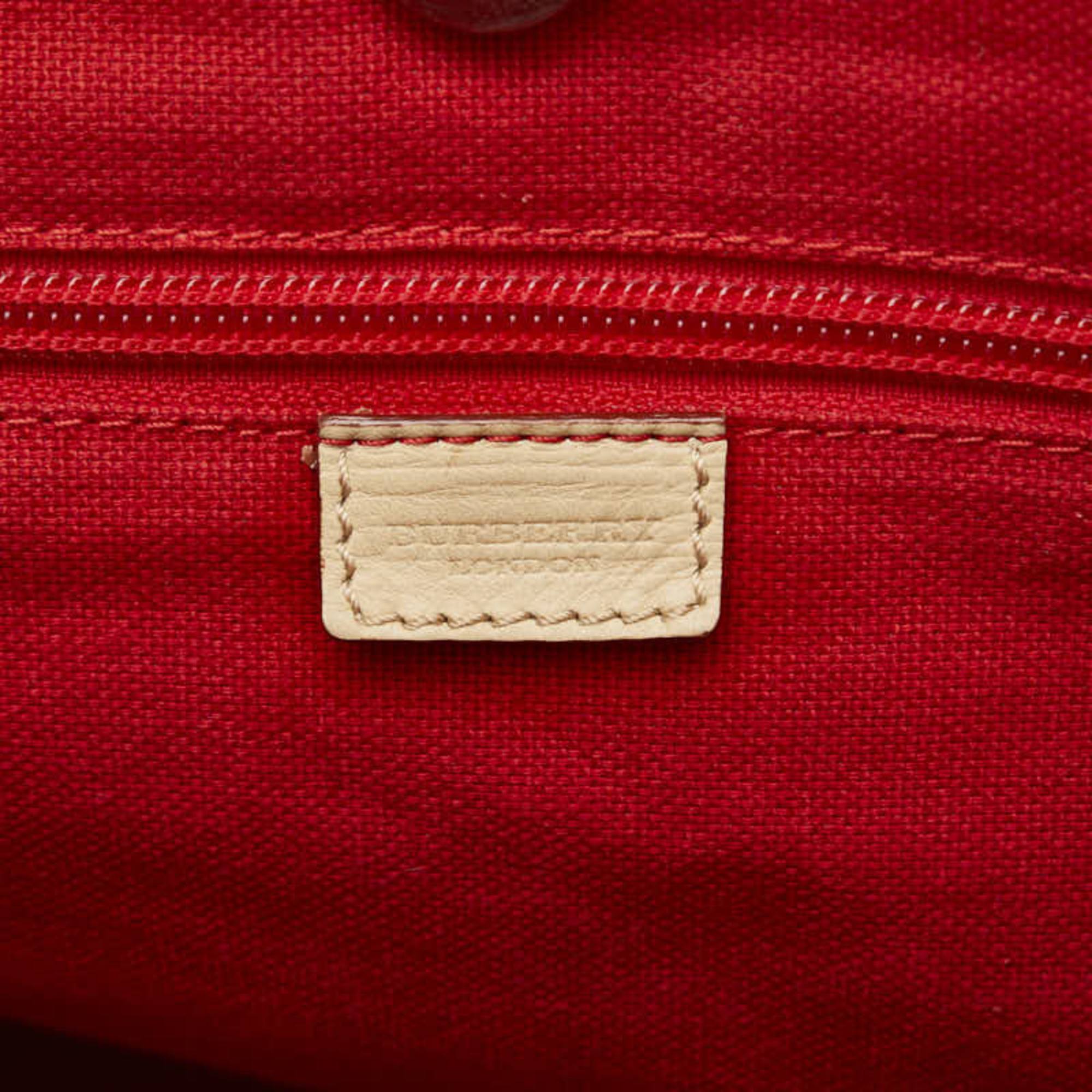 Burberry Nova Check Handbag Tote Bag Beige Red Canvas Women's BURBERRY