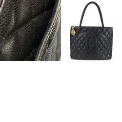 CHANEL Tote Bag, Reproduction Tote, Caviar Skin, Coco Mark, Black, No. 6, Leather, Women's, Skin Bag Leather Black