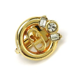 Christian Dior Earrings Metal Gold Rhinestone Beads Plated Women's