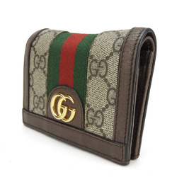 Gucci Bi-fold Wallet Shelly 523155 Off-Dia GG Supreme Canvas Beige Brown Compact Women's Men's GUCCI