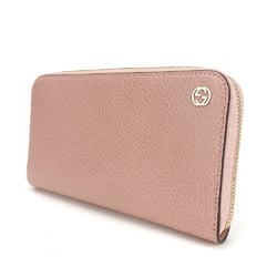 Gucci Long Wallet 449347 Interlocking Leather Pink Round Zipper Accessory Women's GUCCI
