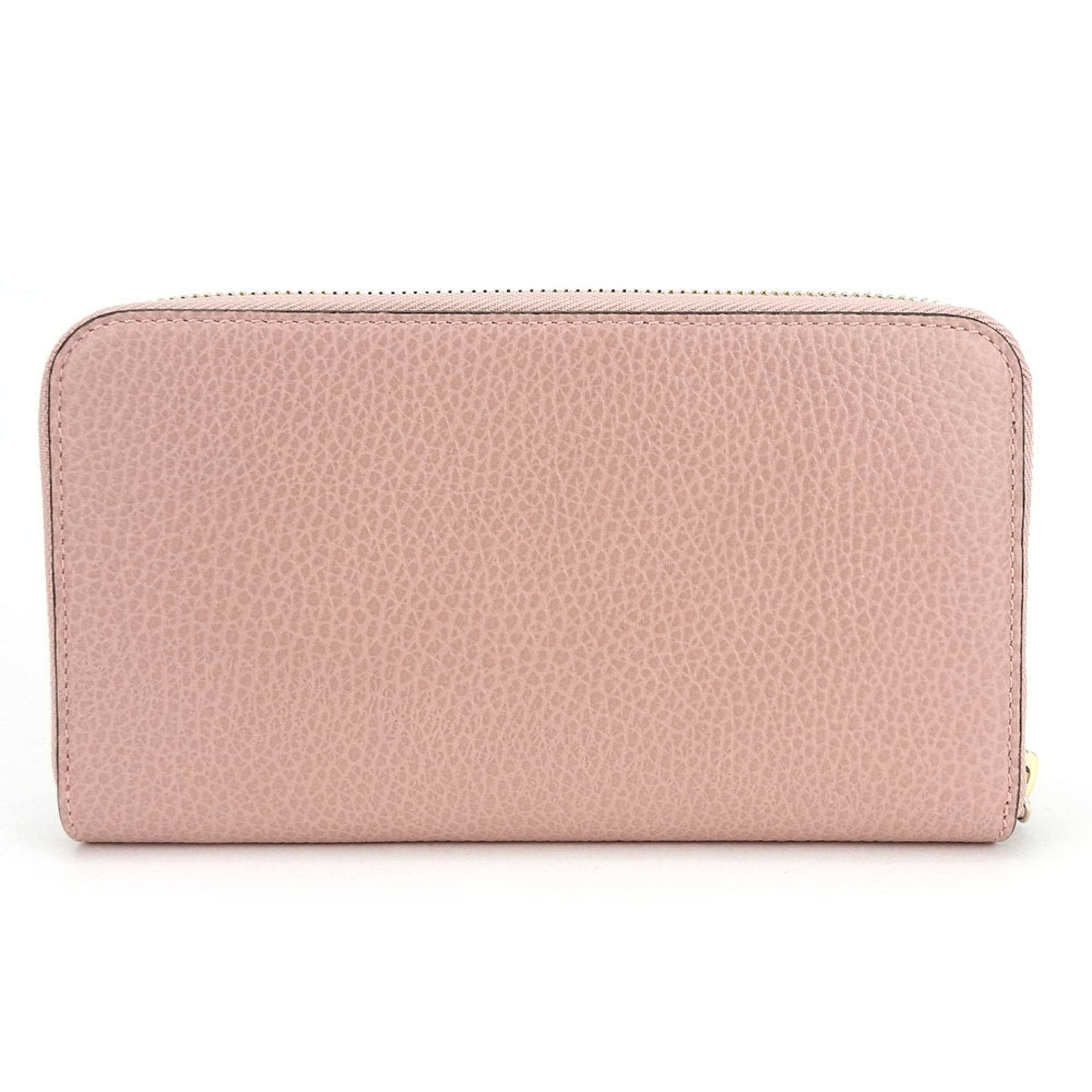 Gucci Long Wallet 449347 Interlocking Leather Pink Round Zipper Accessory Women's GUCCI