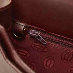 Cartier Must Line Clutch Bag Second Bordeaux Wine Red Leather Women's CARTIER