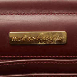 Cartier Must Line Clutch Bag Second Bordeaux Wine Red Leather Women's CARTIER