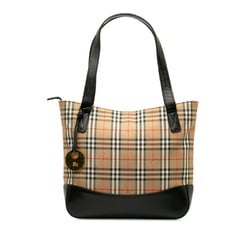 Burberry Nova Check Shadow Horse Tote Bag Beige Brown Canvas Leather Women's BURBERRY