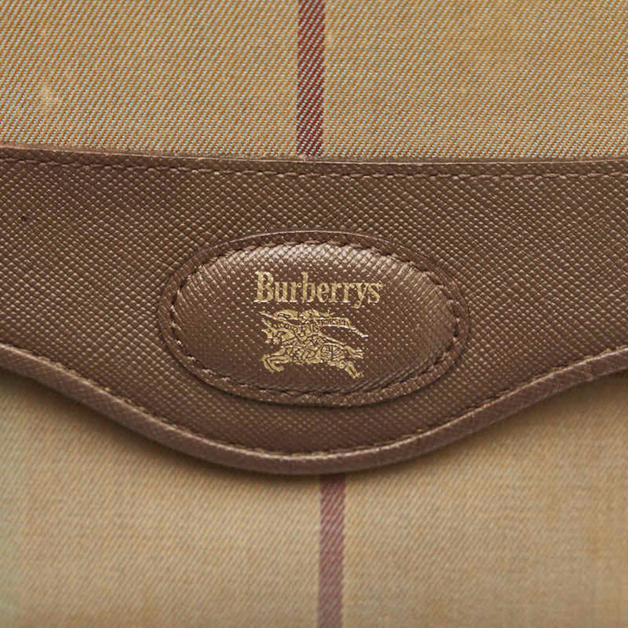 Burberry Check Shoulder Bag Khaki Green Nylon Leather Women's BURBERRY