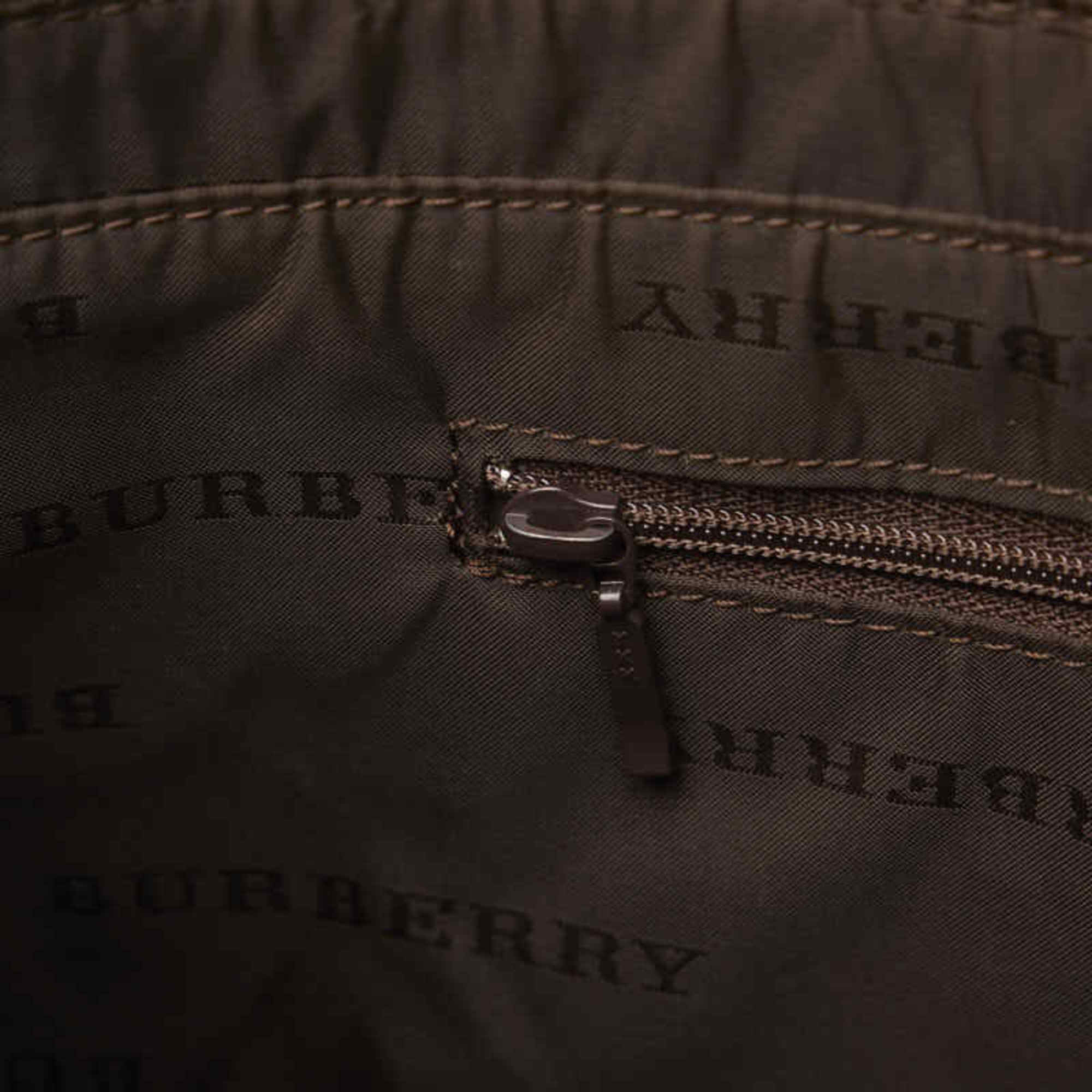 Burberry Nova Check Shadow Horse Bag Beige Canvas Leather Women's BURBERRY