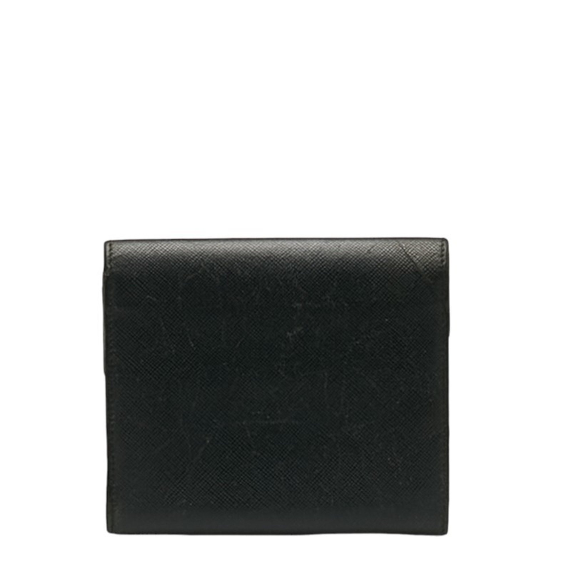 Prada Saffiano Bi-fold Wallet Black Leather Women's PRADA