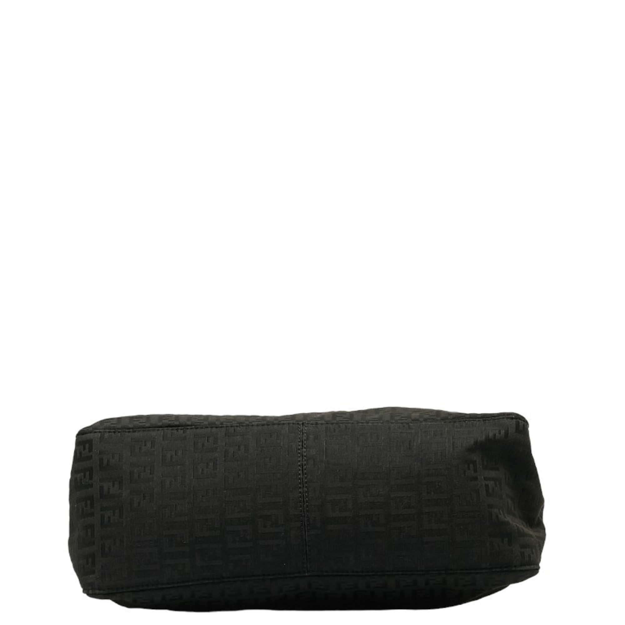 FENDI Zucchino Handbag 8BH134 Black Canvas Leather Women's