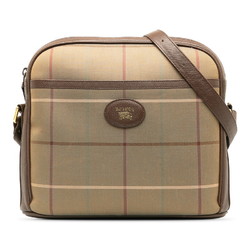 Burberry Check Bag Beige Brown Canvas Leather Women's BURBERRY