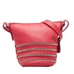 Coach Chain Shoulder Bag Pink Leather Women's COACH