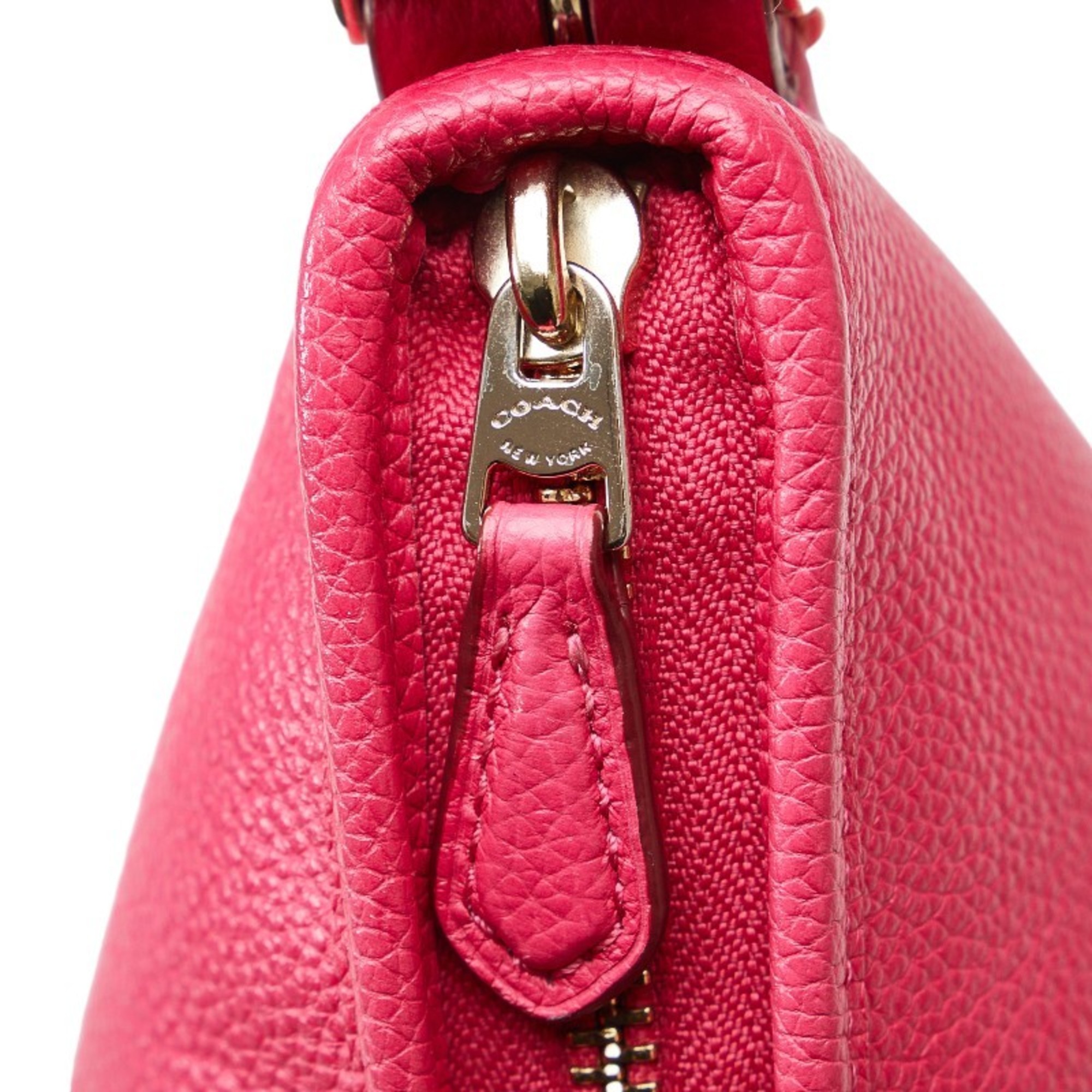 Coach Chain Shoulder Bag Pink Leather Women's COACH