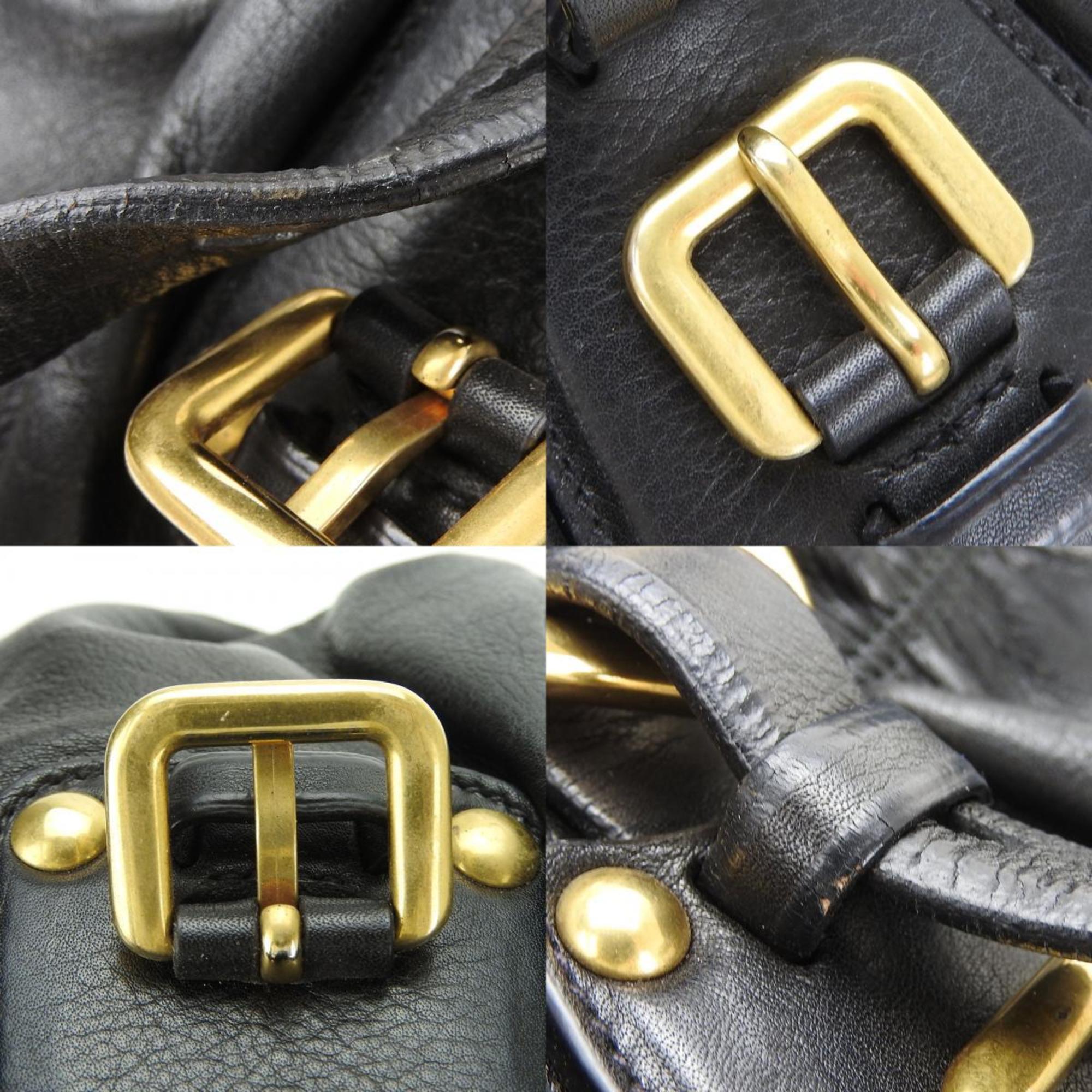 PRADA Prada Handbag Shoulder Leather Black Gold Women's Hand Bag