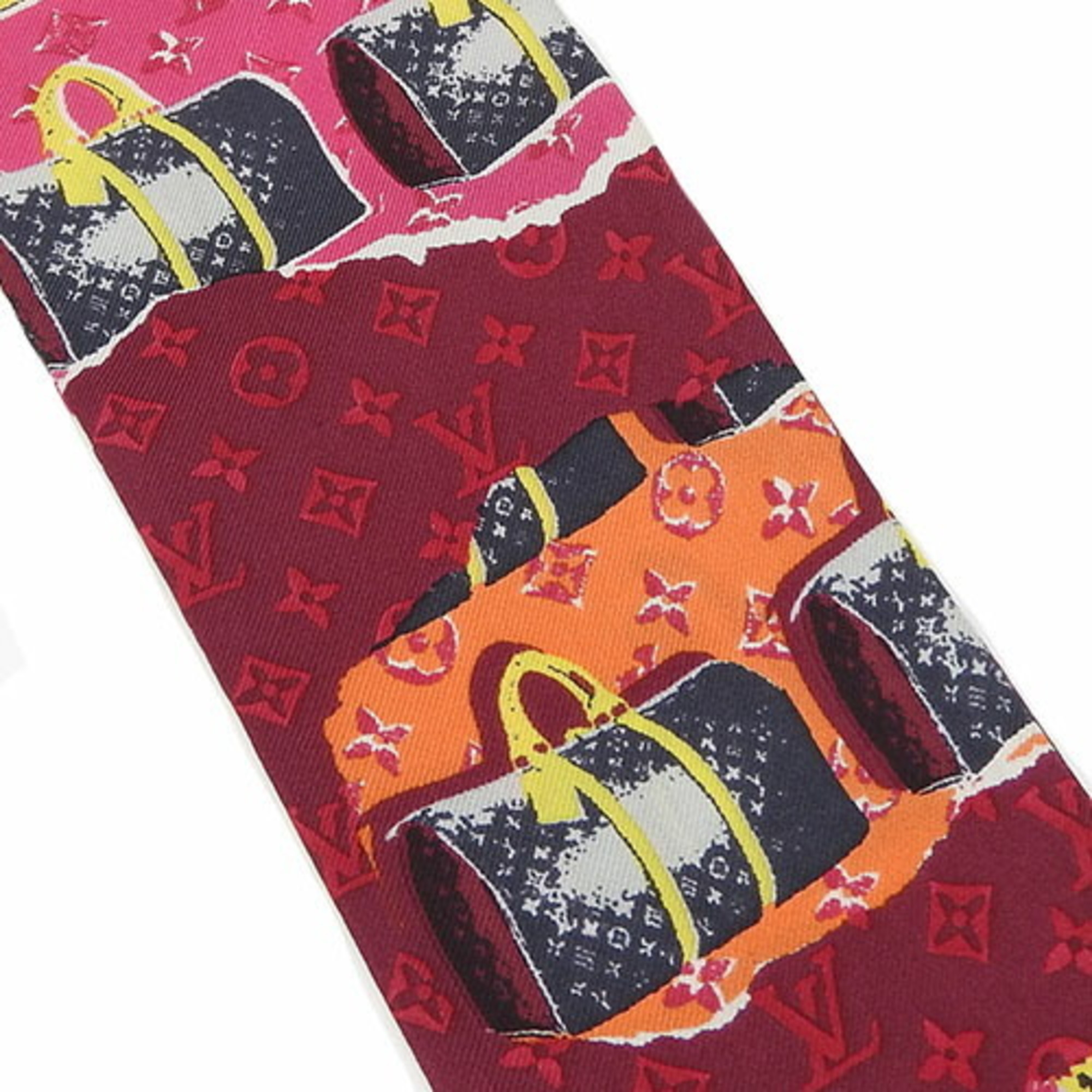 Louis Vuitton Twilly Scarf Bandeau Monogram Keepall Pattern 100% Silk Multicolor Accessory Women's LOUIS VUITTON accessory scarf monogram