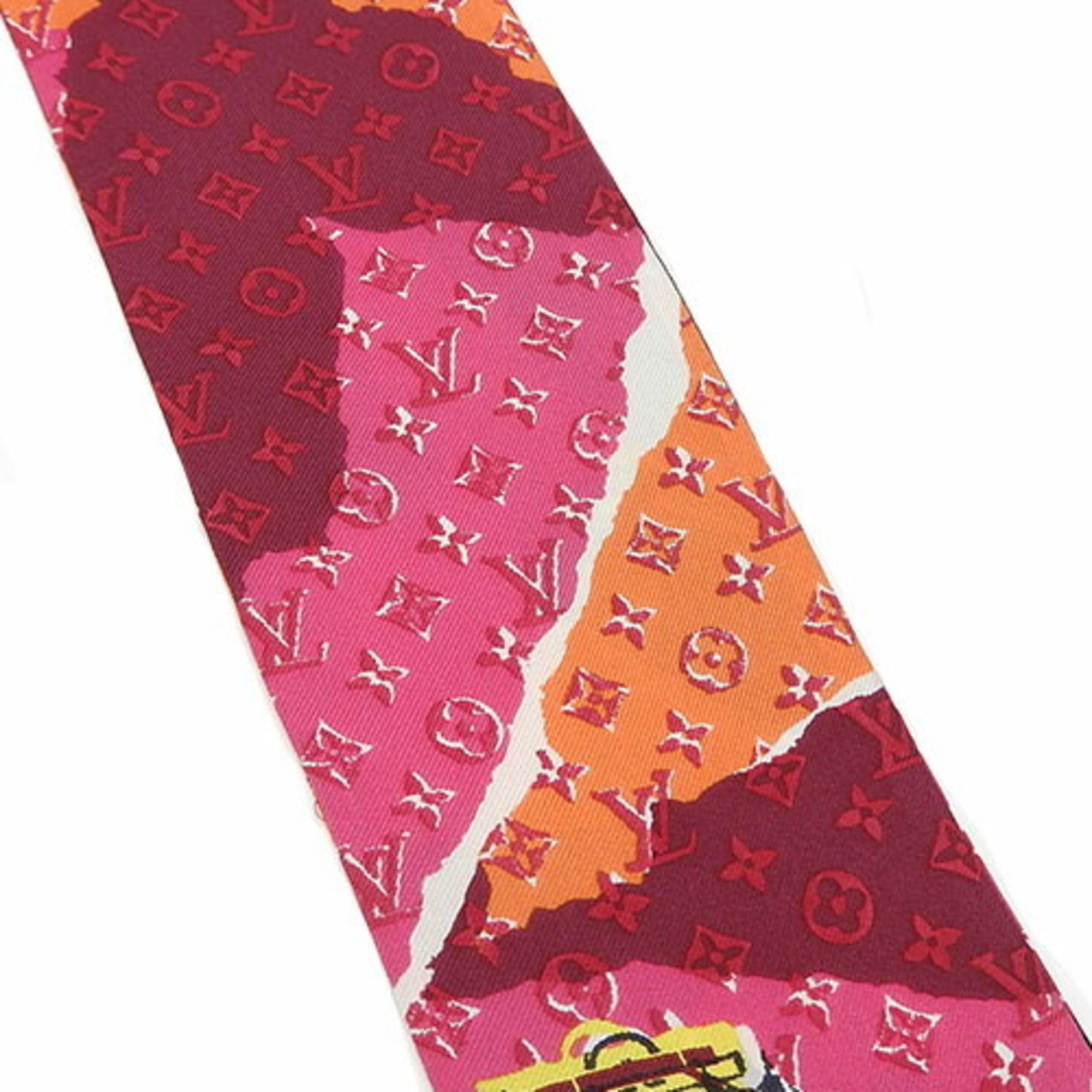 Louis Vuitton Twilly Scarf Bandeau Monogram Keepall Pattern 100% Silk Multicolor Accessory Women's LOUIS VUITTON accessory scarf monogram