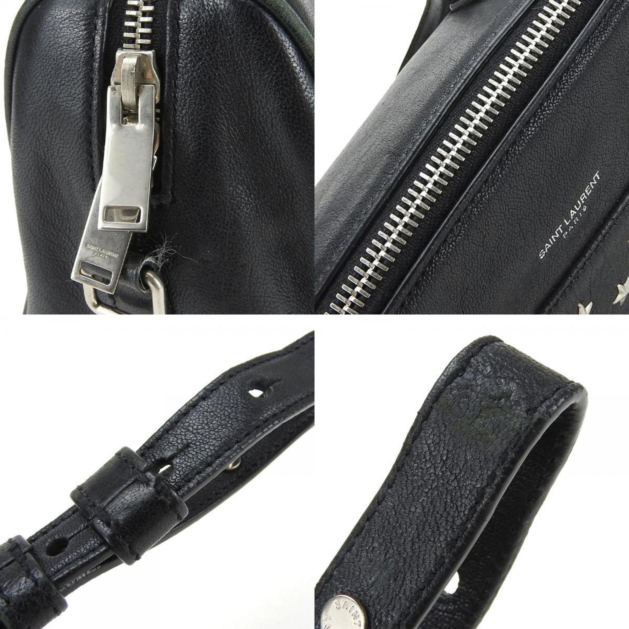 Saint Laurent Duffle Handbag 332423 Leather Black Shoulder Studs Women's SAINT LAURENT