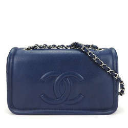 Chanel Shoulder Bag Matelasse Caviar Skin Navy Deca Coco Double Chain 13 Series Women's CHANEL