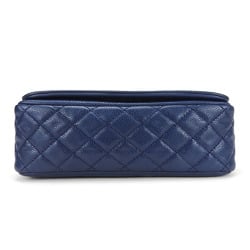 Chanel Shoulder Bag Matelasse Caviar Skin Navy Deca Coco Double Chain 13 Series Women's CHANEL