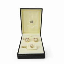 Dunhill Cufflinks Metal Plastic Gold White Pins Set Accessories Men's