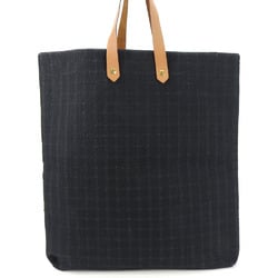 Hermes Tote Bag Amedaba GM Cotton Canvas Leather Black Brown Check Women's Men's HERMES