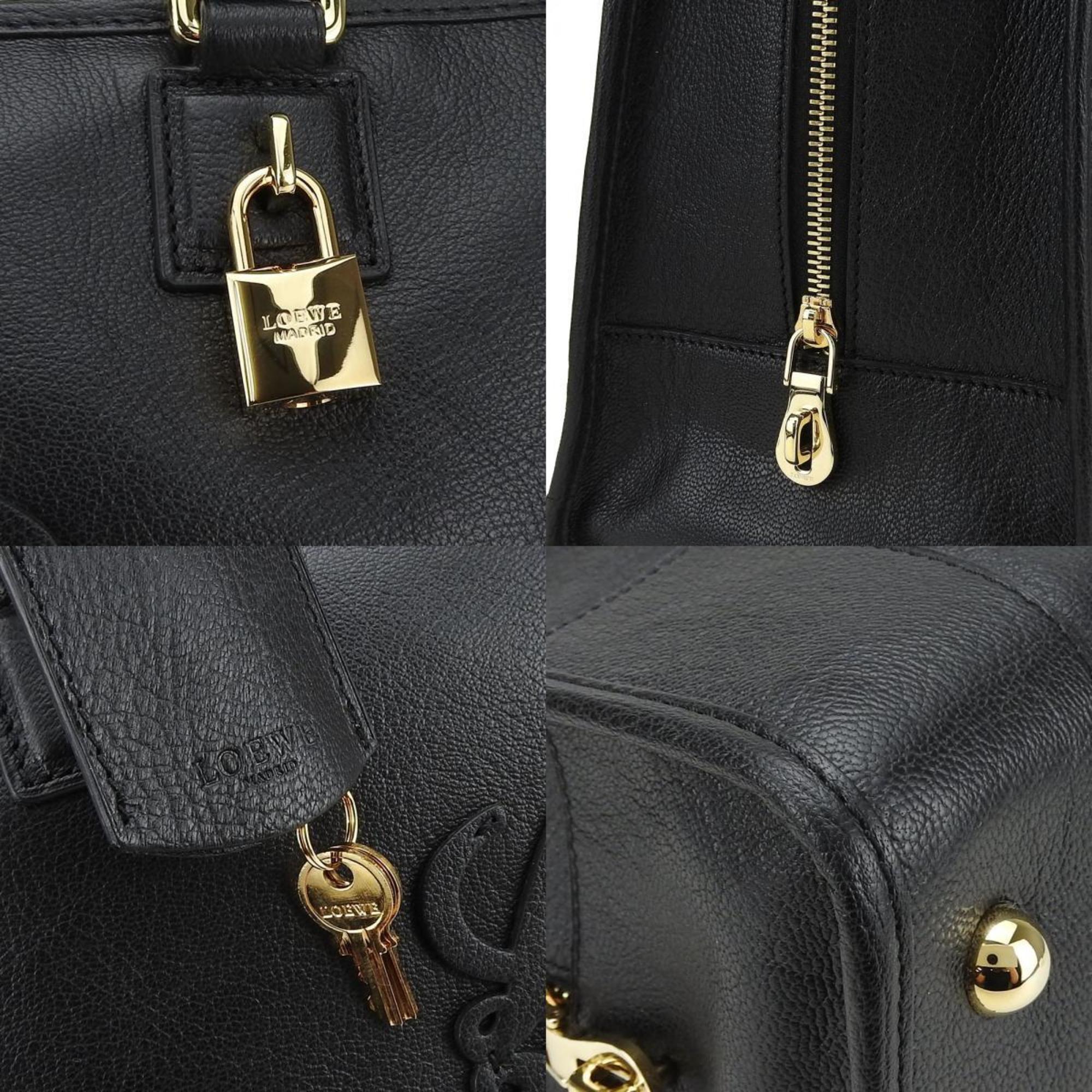 LOEWE Handbag Amazona 36 Anagram Leather Black Women's