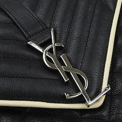 Saint Laurent Shoulder Bag Satchel Envelope Leather Black Ivory YSL Women's SAINT LAURENT