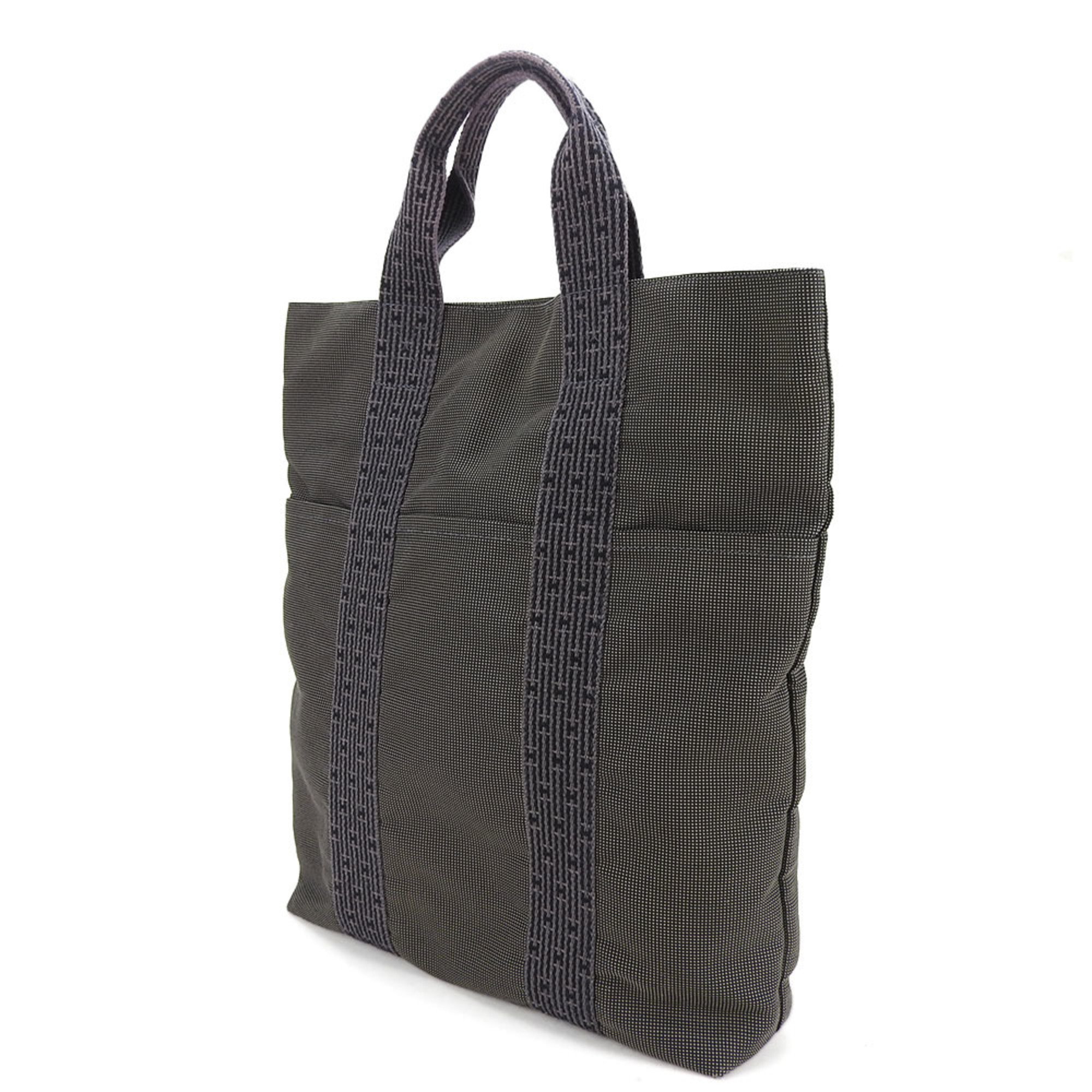 Hermes Tote Bag Cabas MM Air Line Canvas Grey Women's Men's HERMES