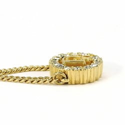 Christian Dior Necklace Metal Gold Plated Rhinestone Women's