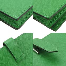 Hermes Long Wallet Bearn Soufflet Veau Epsom Bamboo Green Bi-fold Women's Men's HERMES
