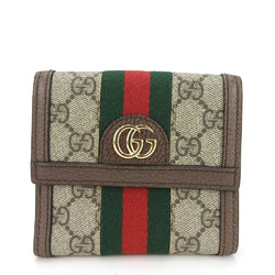 Gucci Bi-fold Wallet 523173 Sherry Line GG Supreme Canvas Brown Ophidia W Women's GUCCI