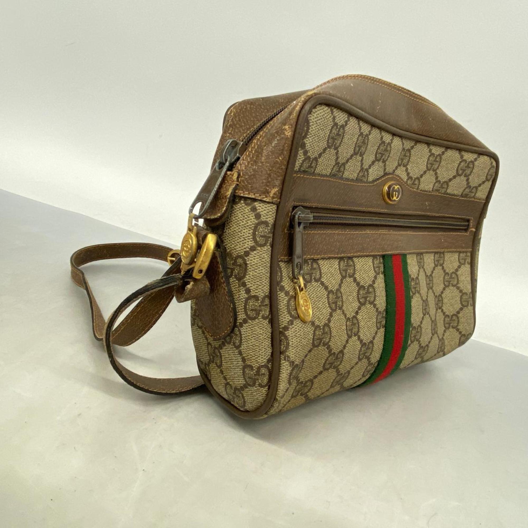 Gucci Shoulder Bag GG Supreme Sherry Line 98 02 004 Brown Beige Women's