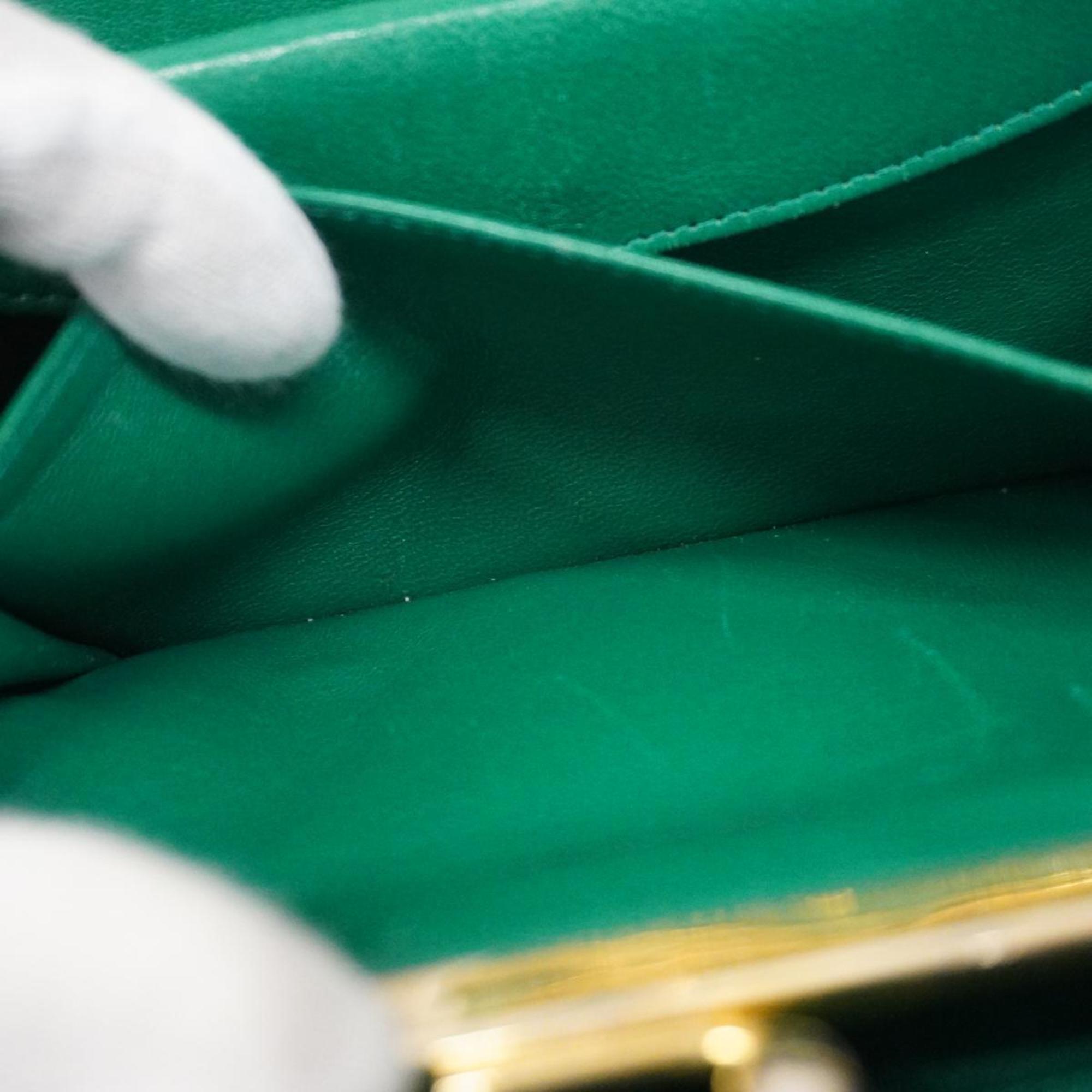 Chanel Shoulder Bag V Stitch Chain Suede Green Women's